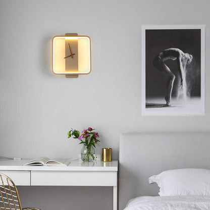 Nowoczesna Lampa Ścienna z Motywem Zegara – Akryl i Metal – Złoty/Czarny – LED 18W