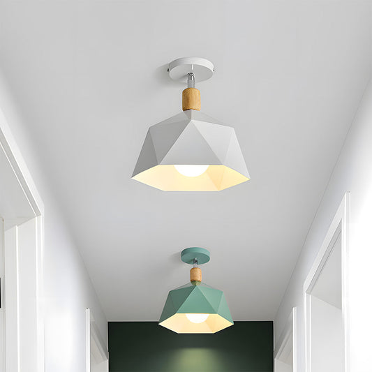 Läila – Skandynawska Lampa Sufitowa z Geometrycznym Designem i Drewnianym Akcentem