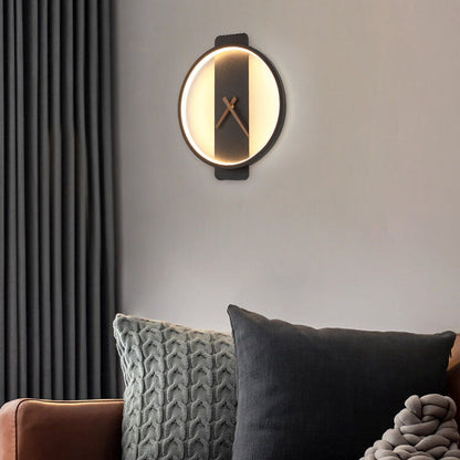 Nowoczesna Lampa Ścienna z Motywem Zegara – Akryl i Metal – Złoty/Czarny – LED 18W