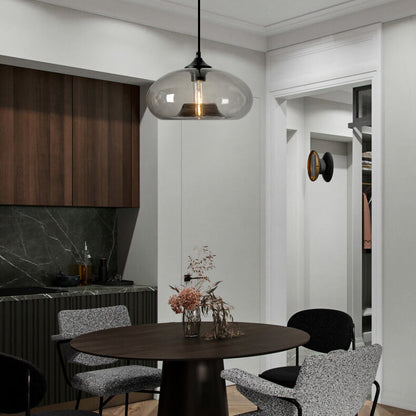 Industrial Glass Hanging Lamp – Ø28 cm, Multiple Colors, E26 Socket