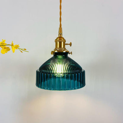Przemysłowa Lampa Wisząca z Szkła i Metalu