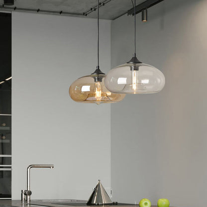 Industrial Glass Hanging Lamp – Ø28 cm, Multiple Colors, E26 Socket
