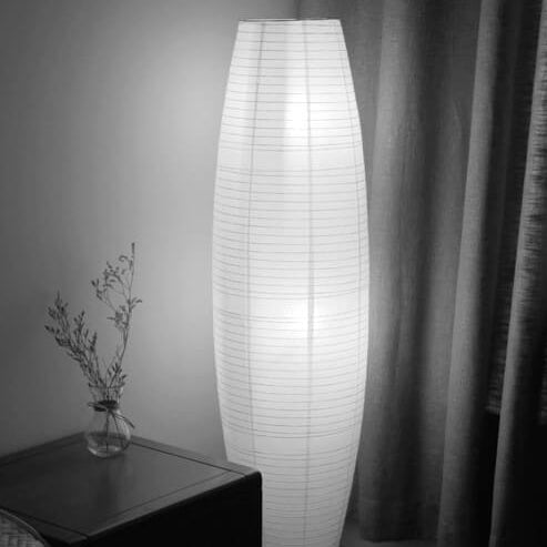 Nowoczesna lampa podłogowa Japandi z papierowym kloszem