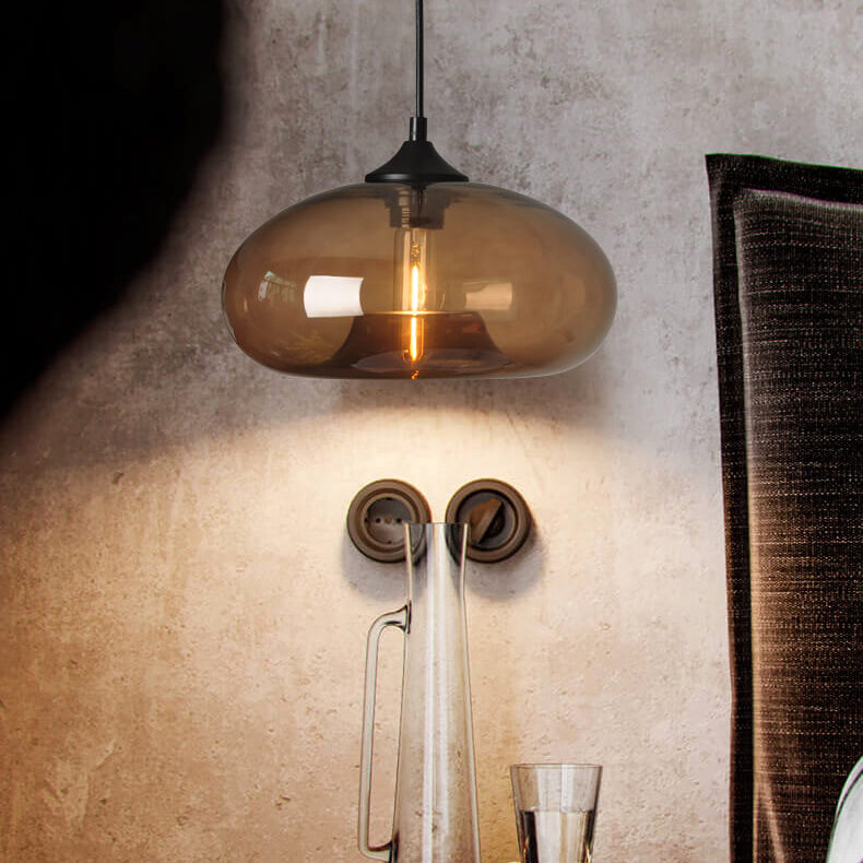 Industrial Glass Hanging Lamp – Ø28 cm, Multiple Colors, E26 Socket
