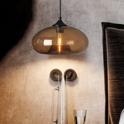 Industrial Glass Hanging Lamp – Ø28 cm, Multiple Colors, E26 Socket