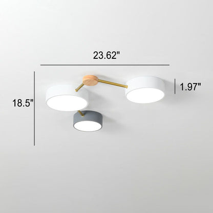 Modułowa nowoczesna lampa sufitowa LED z drewna i akrylu w prostym designie
