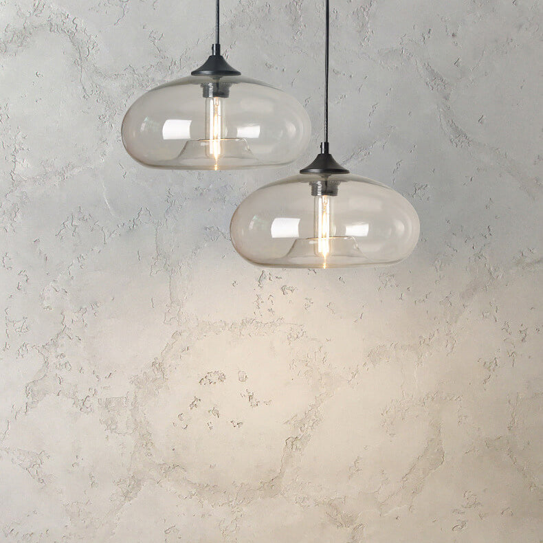 Industrial Glass Hanging Lamp – Ø28 cm, Multiple Colors, E26 Socket