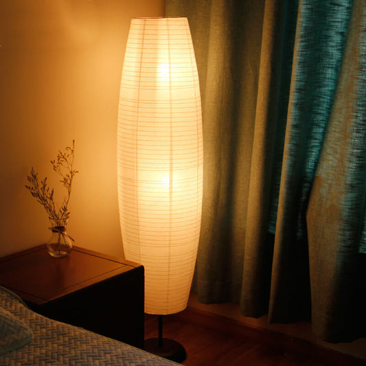 Nowoczesna lampa podłogowa Japandi z papierowym kloszem