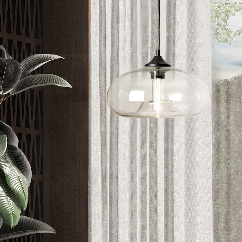 Industrial Glass Hanging Lamp – Ø28 cm, Multiple Colors, E26 Socket