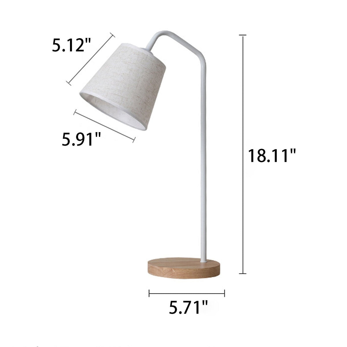 Nowoczesna lampa stołowa z lnu, metalu i drewna – wbudowany LED z USB/wtyczką