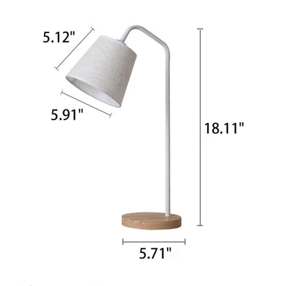 Nowoczesna lampa stołowa z lnu, metalu i drewna – wbudowany LED z USB/wtyczką