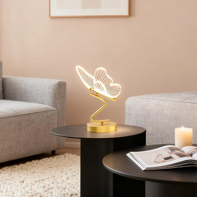 Stylowa Bezprzewodowa Lampa Stołowa – Motylkowy Design z 3 Kolorami Światła