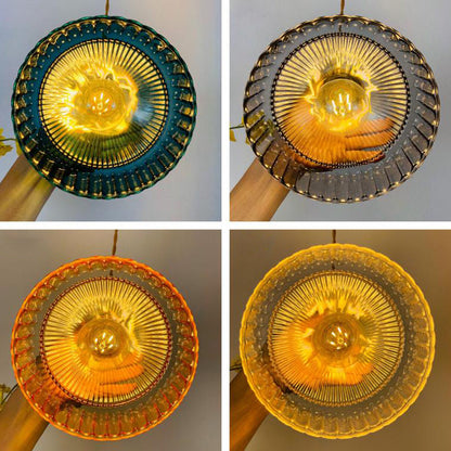 Przemysłowa Lampa Wisząca z Szkła i Metalu