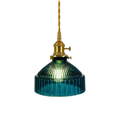 Przemysłowa Lampa Wisząca z Szkła i Metalu