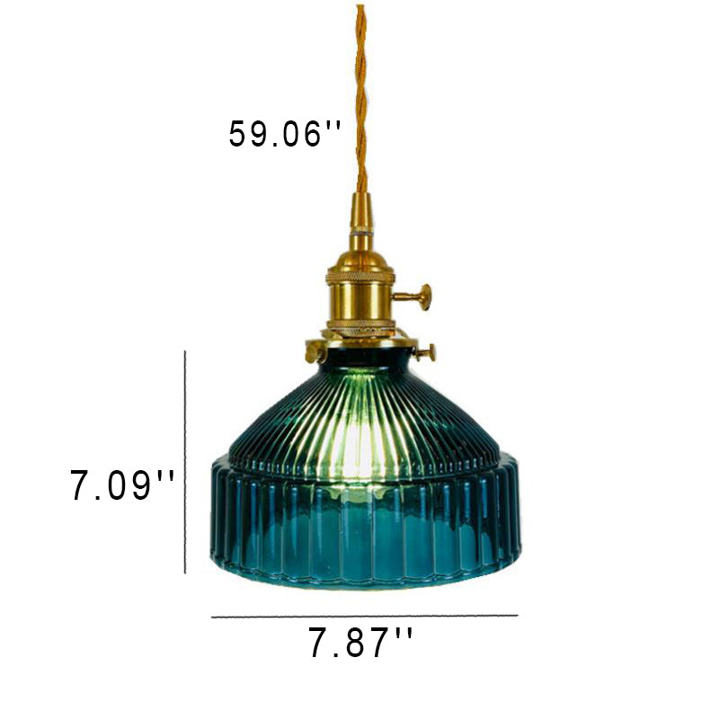 Przemysłowa Lampa Wisząca z Szkła i Metalu