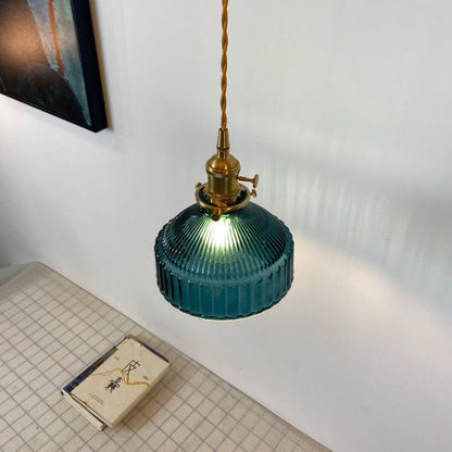 Przemysłowa Lampa Wisząca z Szkła i Metalu