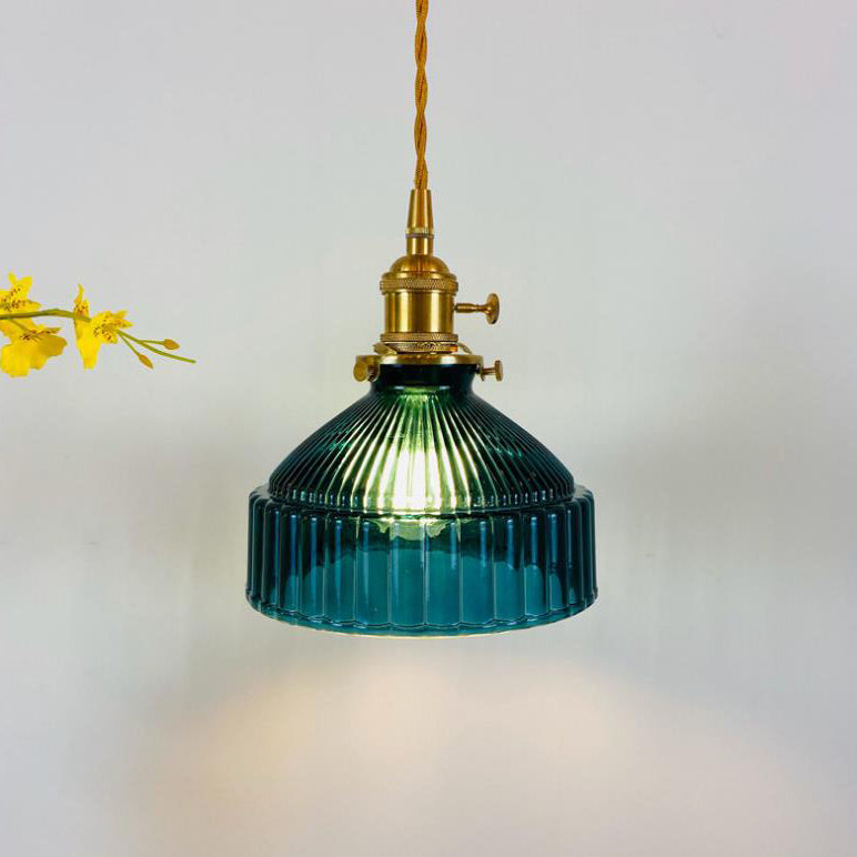 Przemysłowa Lampa Wisząca z Szkła i Metalu
