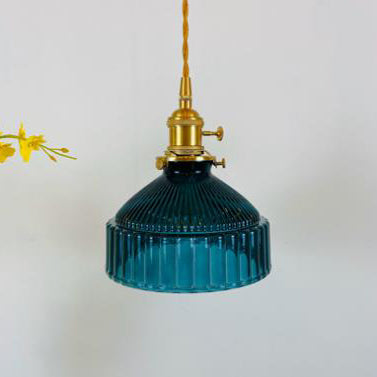 Przemysłowa Lampa Wisząca z Szkła i Metalu