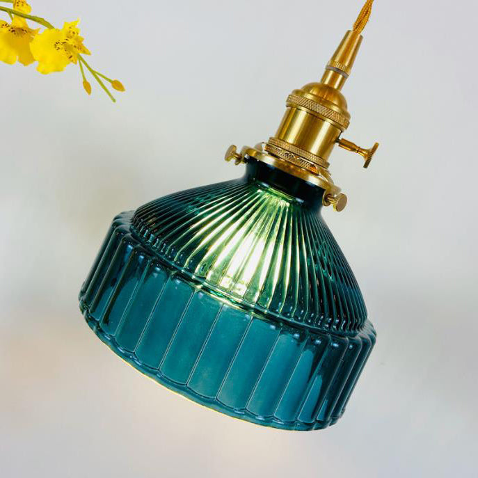 Przemysłowa Lampa Wisząca z Szkła i Metalu