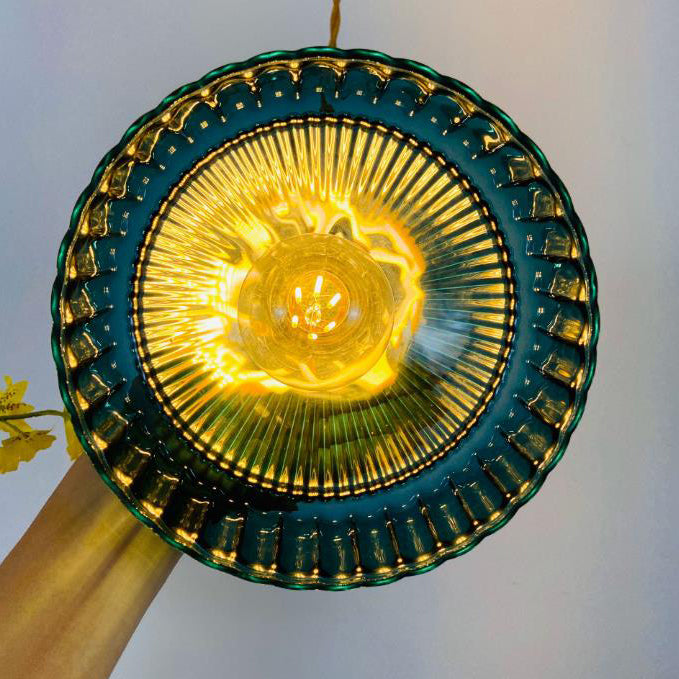Przemysłowa Lampa Wisząca z Szkła i Metalu