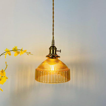 Przemysłowa Lampa Wisząca z Szkła i Metalu