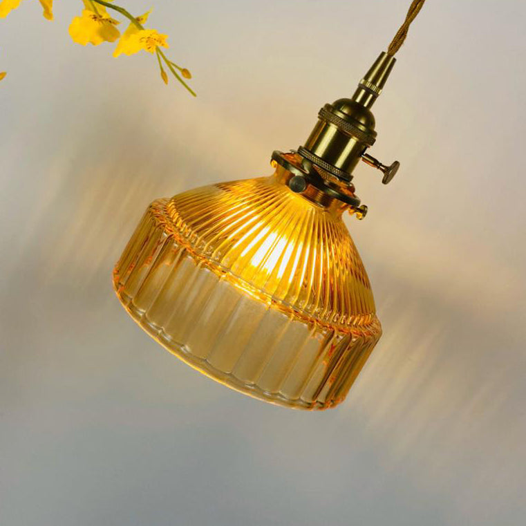 Przemysłowa Lampa Wisząca z Szkła i Metalu