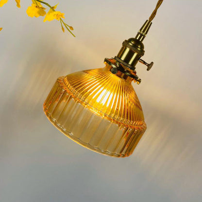 Przemysłowa Lampa Wisząca z Szkła i Metalu