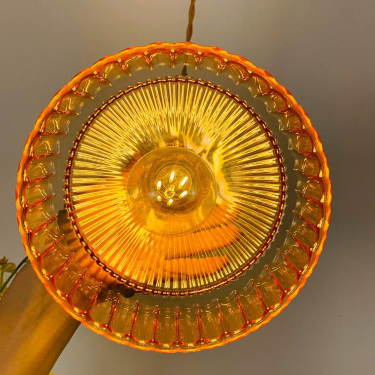 Przemysłowa Lampa Wisząca z Szkła i Metalu