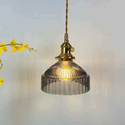 Przemysłowa Lampa Wisząca z Szkła i Metalu