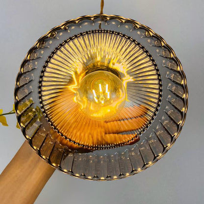 Przemysłowa Lampa Wisząca z Szkła i Metalu