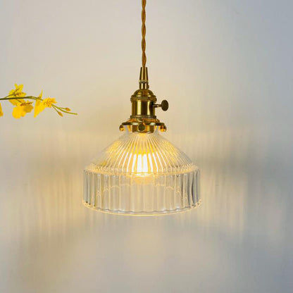 Przemysłowa Lampa Wisząca z Szkła i Metalu