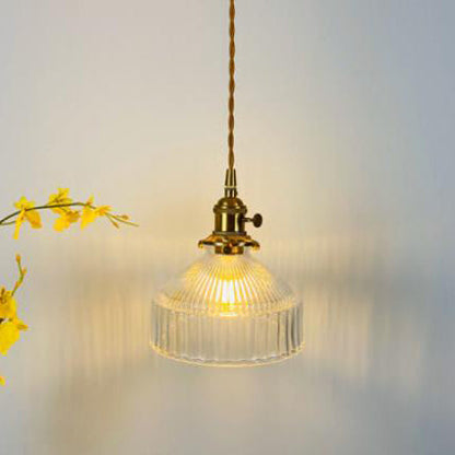 Przemysłowa Lampa Wisząca z Szkła i Metalu