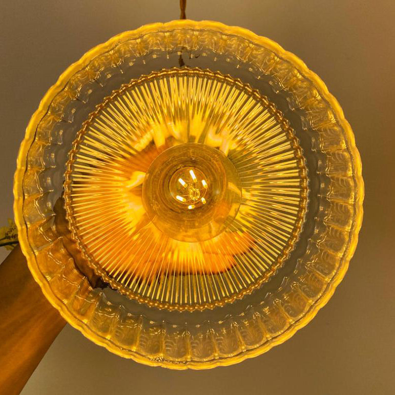 Przemysłowa Lampa Wisząca z Szkła i Metalu
