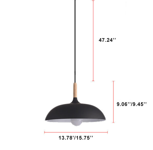 Kolorowa metalowa lampa wisząca z drewnianym akcentem – dwa rozmiary