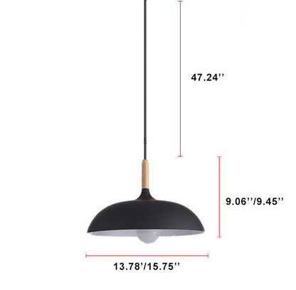 Kolorowa metalowa lampa wisząca z drewnianym akcentem – dwa rozmiary