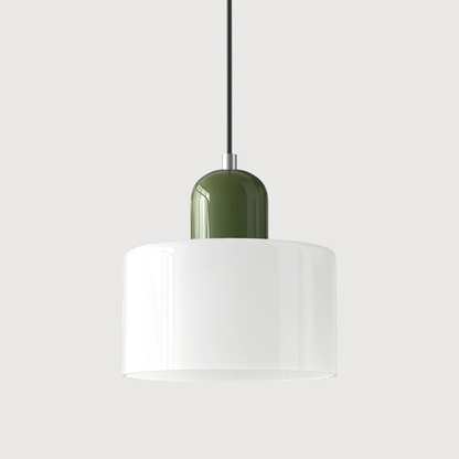 Stylish Retro Pendant Lamp with Orange Glass Shade and Green Top