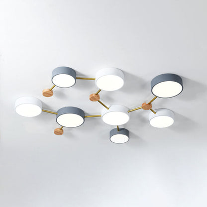 Modułowa nowoczesna lampa sufitowa LED z drewna i akrylu w prostym designie