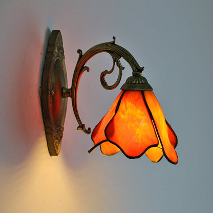 Designer glass and iron wall lamp - many colours