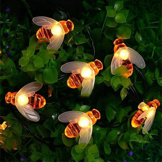 Solarna Dekoracyjna Lampa LED Pszczoła – Art Deco, Kolory: Czerwony / Żółty / Biały – Dostępne warianty: 20 / 30 / 50 / 100 LED