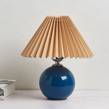Nowoczesna ceramiczna lampa stołowa z tkaninowym abażurem – dostępna w wielu kolorach