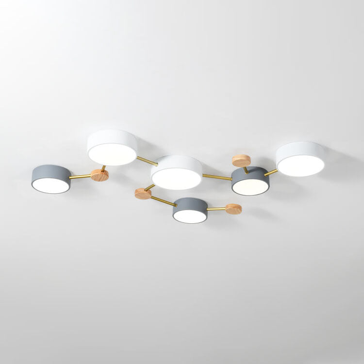 Modułowa nowoczesna lampa sufitowa LED z drewna i akrylu w prostym designie