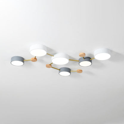 Modułowa nowoczesna lampa sufitowa LED z drewna i akrylu w prostym designie