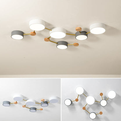 Modułowa nowoczesna lampa sufitowa LED z drewna i akrylu w prostym designie