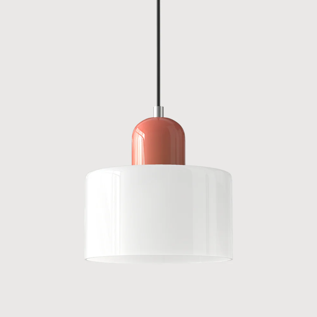 Stylish Retro Pendant Lamp with Orange Glass Shade and Green Top