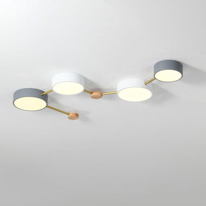 Modułowa nowoczesna lampa sufitowa LED z drewna i akrylu w prostym designie