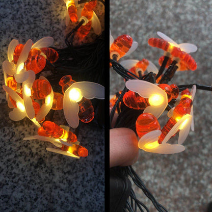 Solarna Dekoracyjna Lampa LED Pszczoła – Art Deco, Kolory: Czerwony / Żółty / Biały – Dostępne warianty: 20 / 30 / 50 / 100 LED