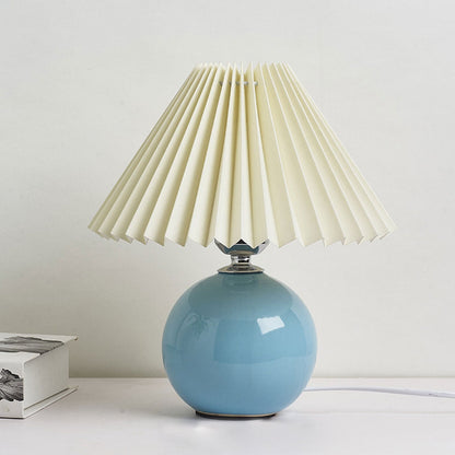Nowoczesna ceramiczna lampa stołowa z tkaninowym abażurem – dostępna w wielu kolorach