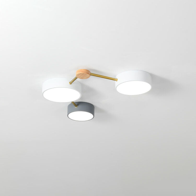 Modułowa nowoczesna lampa sufitowa LED z drewna i akrylu w prostym designie
