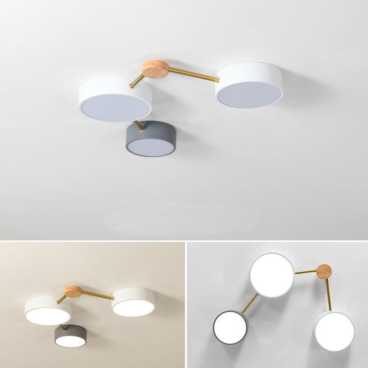 Modułowa nowoczesna lampa sufitowa LED z drewna i akrylu w prostym designie