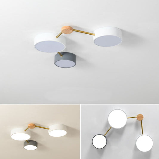 Modułowa nowoczesna lampa sufitowa LED z drewna i akrylu w prostym designie